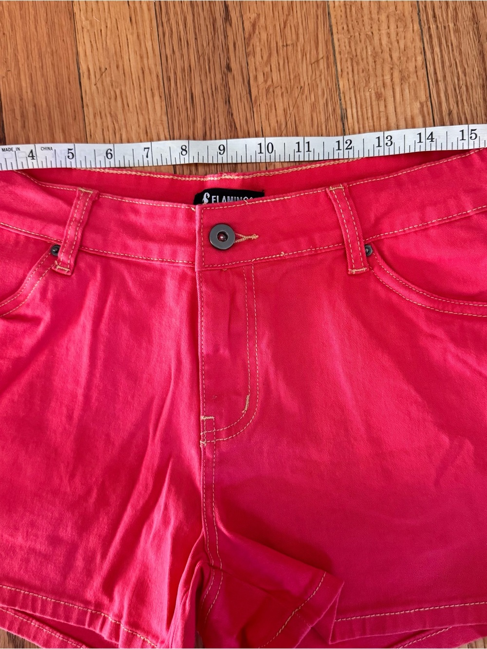 Bright Red Denim Shorts